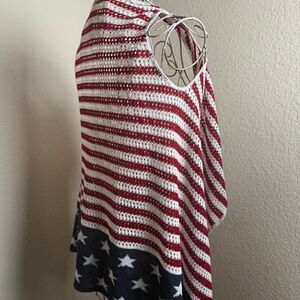 Xhilaration Youth Large 10/12 girls American Flag crochet knit vest